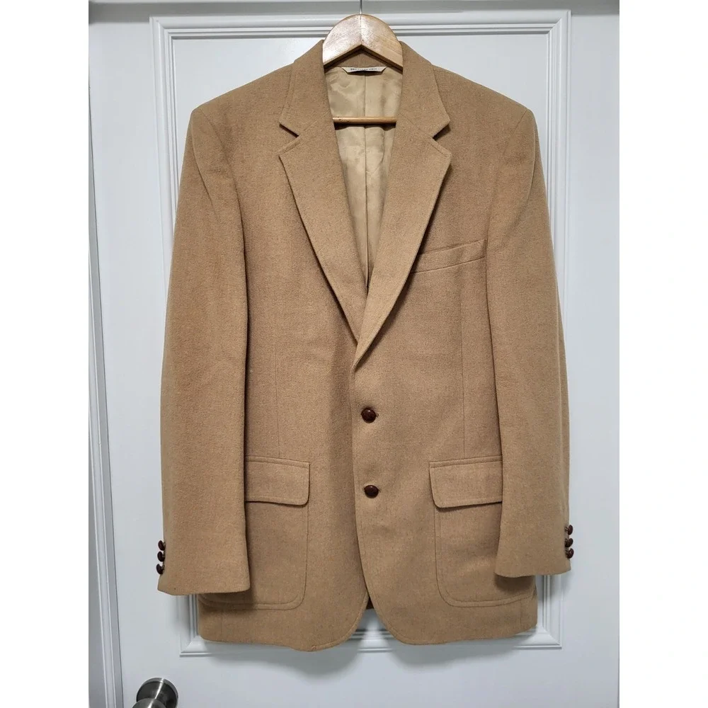 Vtg Marshall & Reed Beige 100% Camel Hair 2 Button Sportcoat Suitcoat Sz 40